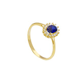 18 Karat Gold - 750 Zirkonia Ring mit blauen Stein - 279514